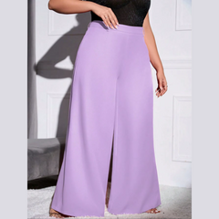 Lola - Light Purple Plus Size High Waist Wide Leg Pants