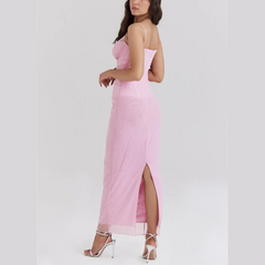 Maritza - Light Pink Mesh Corset Bodycon Dress