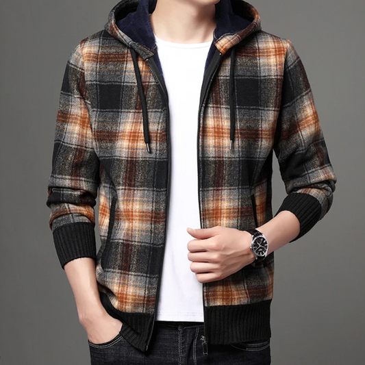 Rolando - Men's Casual Plaid Hooded Jacket