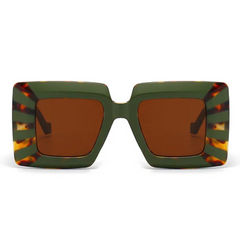 Stripe Oversized Vintage Square Sunglasses