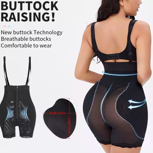 Zip Front Butt Lift Bodysuit With Hip Pads - Model Mannequin
