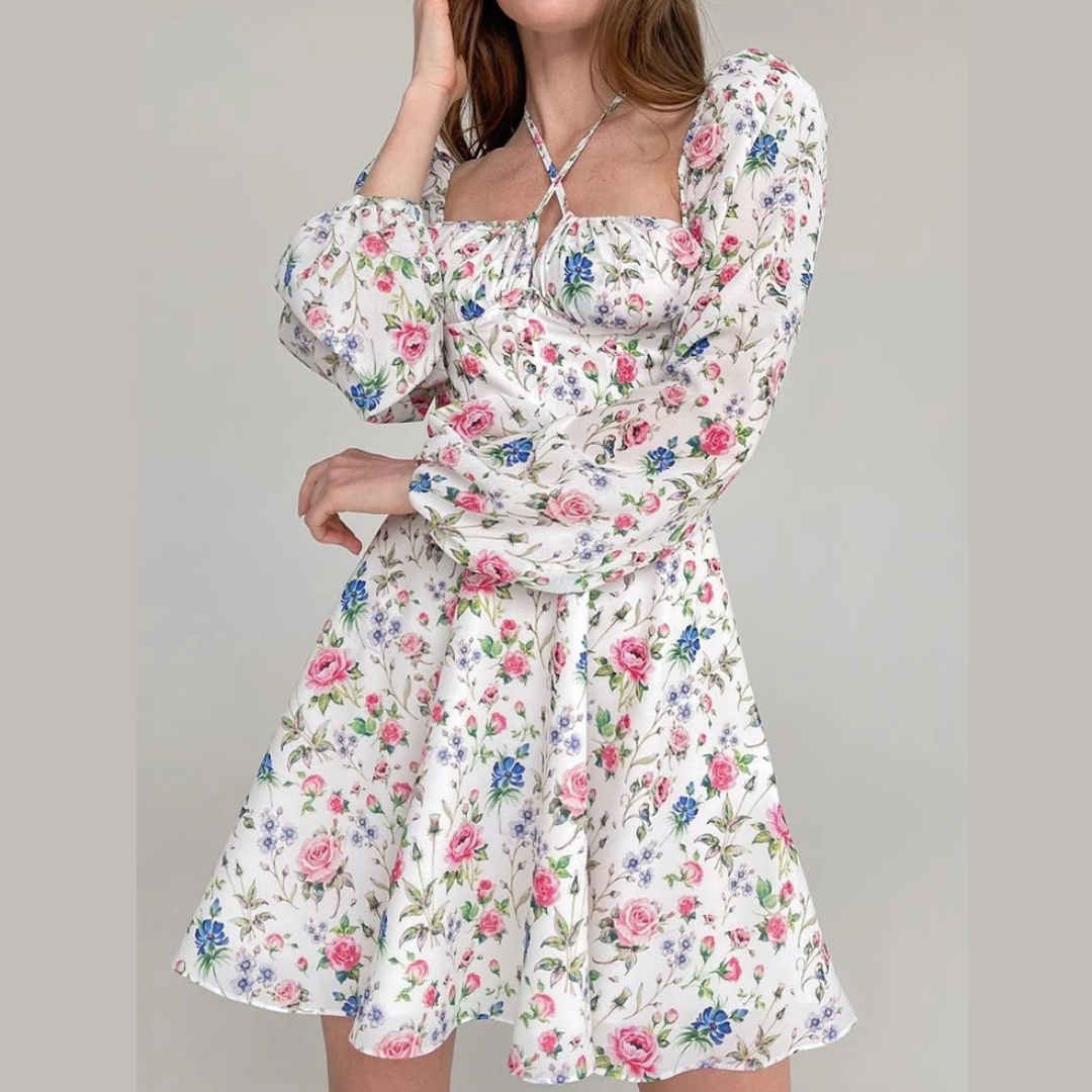 Susie - Floral Print Mini Dress - Model Mannequin