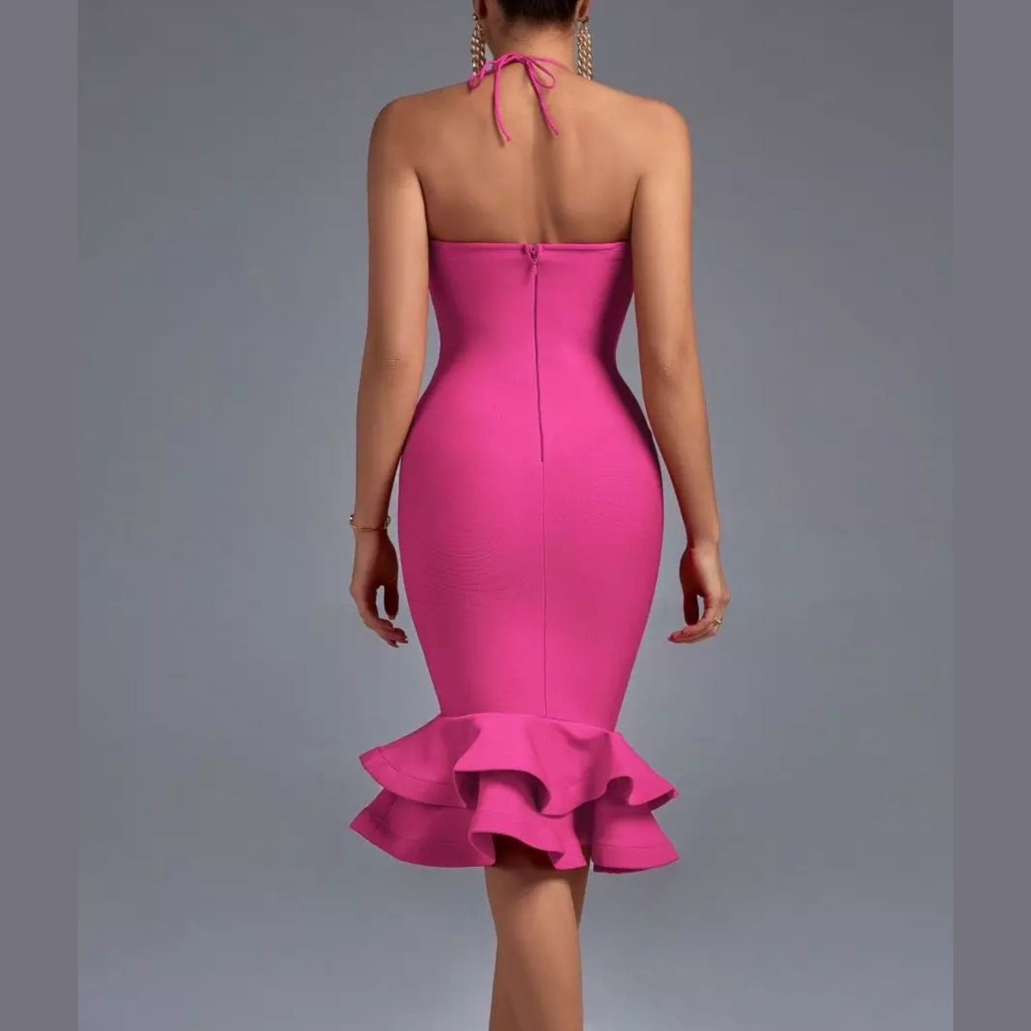 Abigail - Pink Halter Mermaid Bandage Dress - Model Mannequin