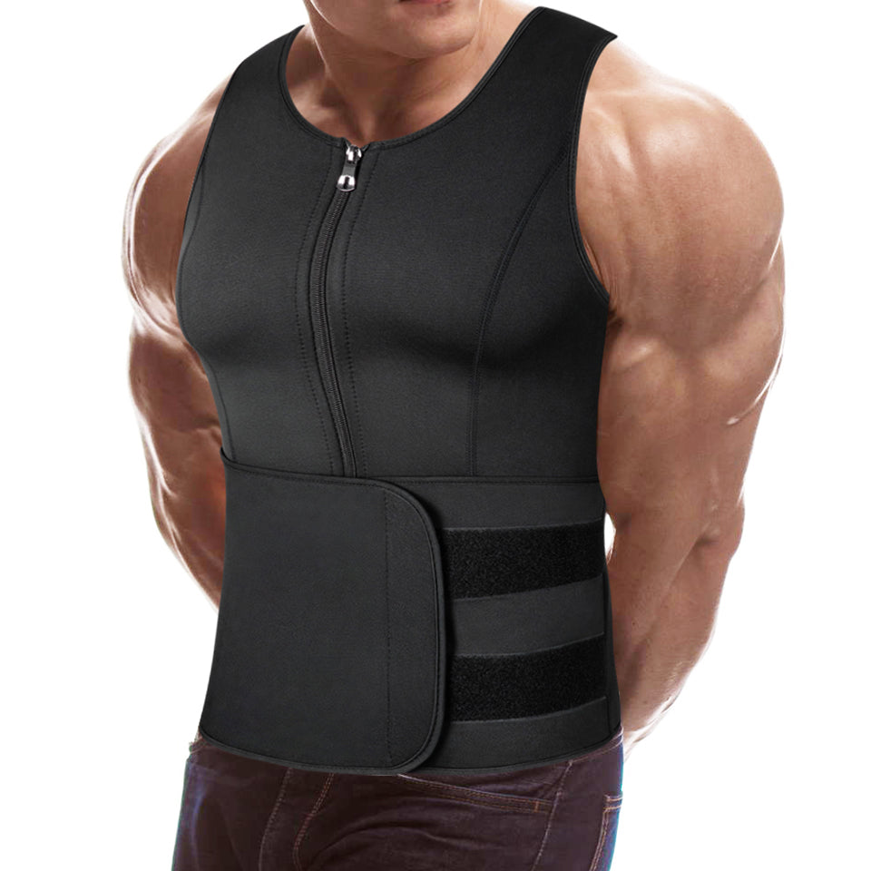 Men Neoprene Belted Zipper Body Shaper - Model Mannequin