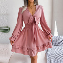 Sadie -  Pink Smocked Waist Ruffle Mini Dress