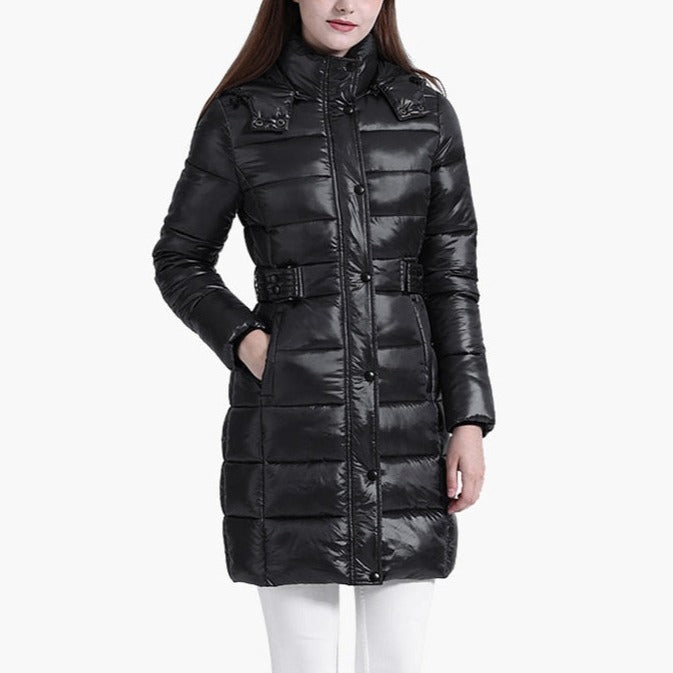 Shelly - Black High Neck Puffer Parka Coat - Model Mannequin