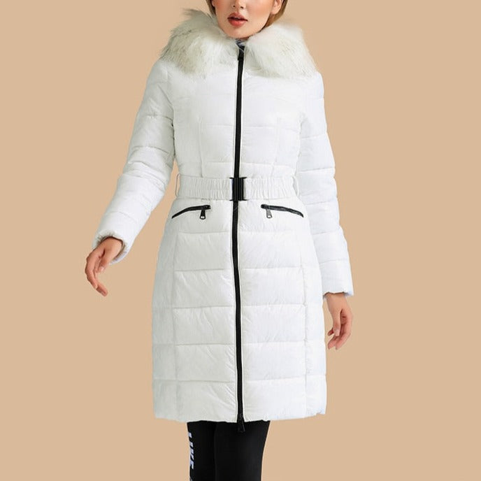 River - White Faux Fur Collar Puffer Coat - Model Mannequin