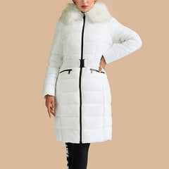 River - White Faux Fur Collar Puffer Coat - Model Mannequin