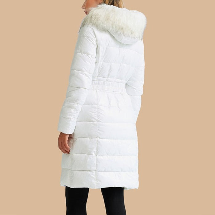 River - White Faux Fur Collar Puffer Coat - Model Mannequin