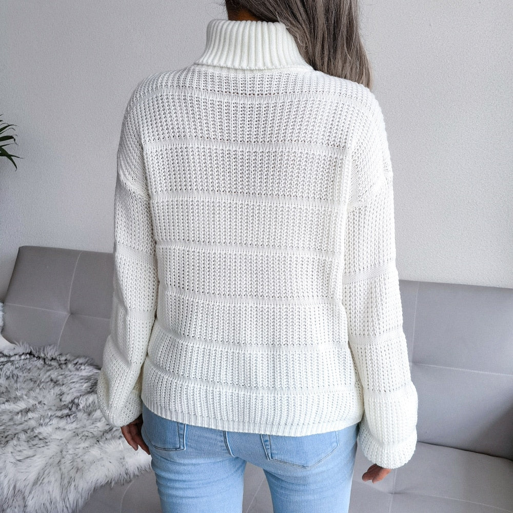 Dana - White Turtleneck Long Sleeve Sweater Top - Model Mannequin