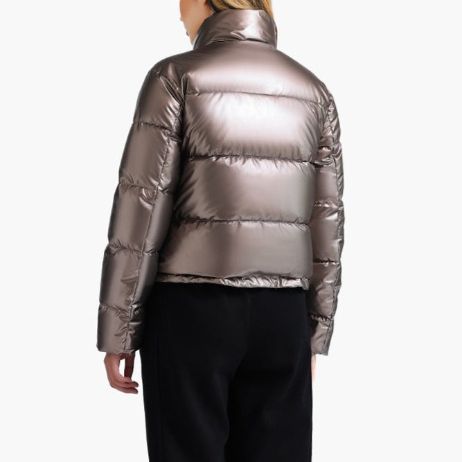 Mackenzie - Metallic Bronze Puffer Jacket - Model Mannequin