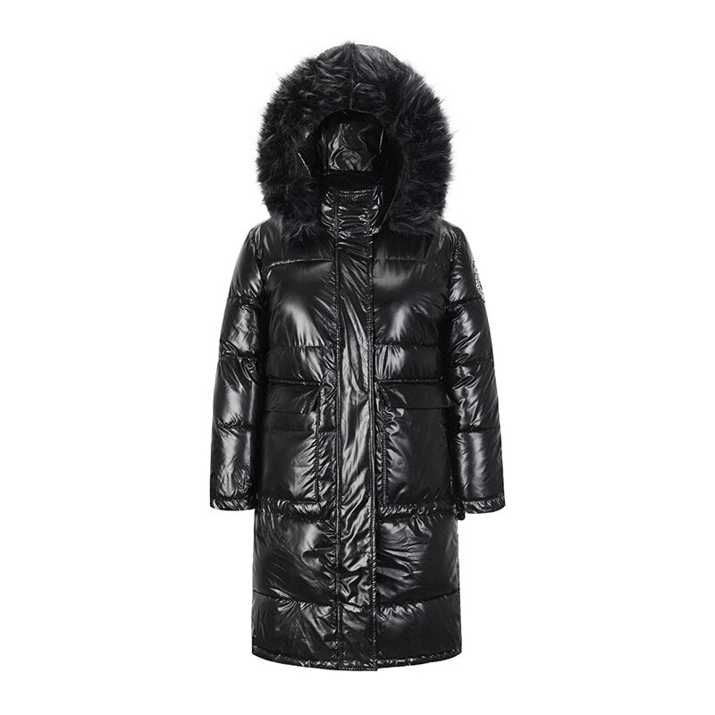 Bailey - Metallic Faux Fur Hooded Puffer Coat - Model Mannequin