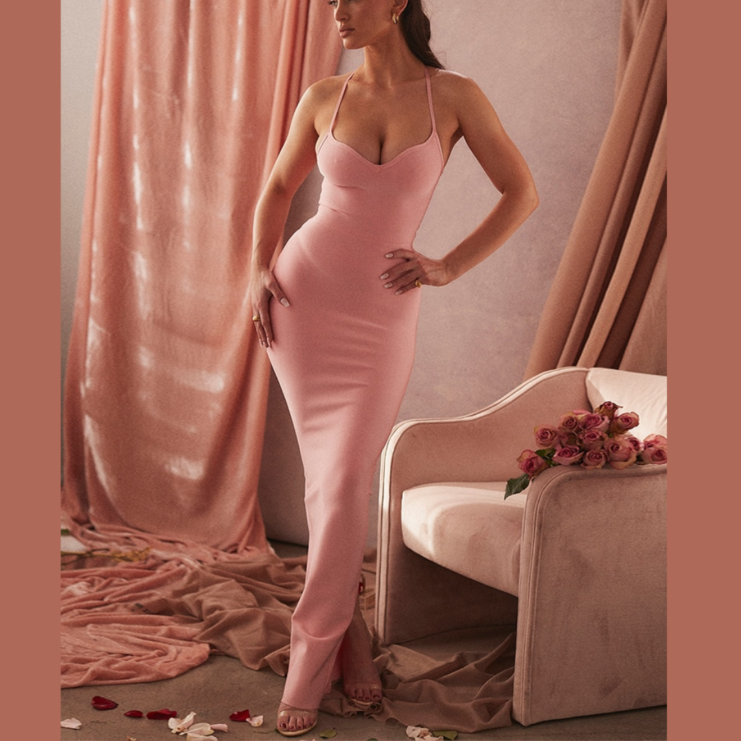 Paige - Pink Long Bandage Dress - Model Mannequin