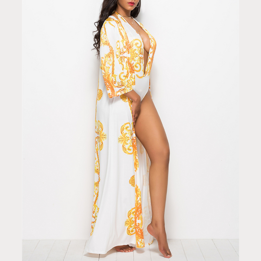 Two Piece Baroque Design Swimsuit Set - Model Mannequin