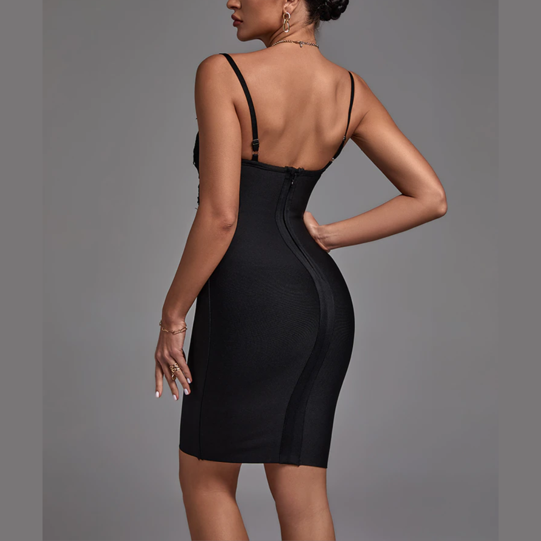Erin - Black Lace Bandage Dress - Model Mannequin