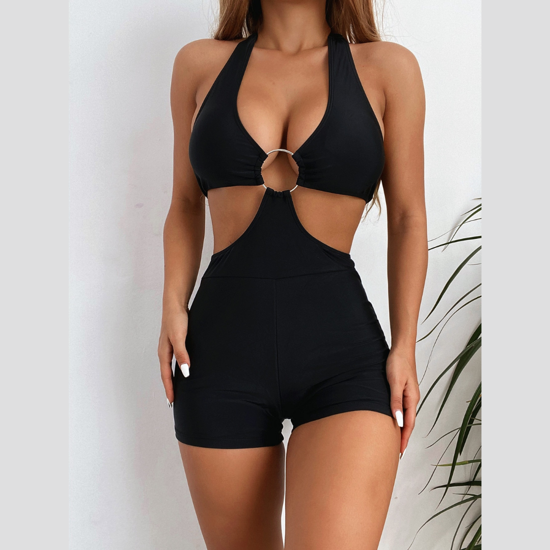 One Piece Cutout Swimsuit Shorts - Model Mannequin