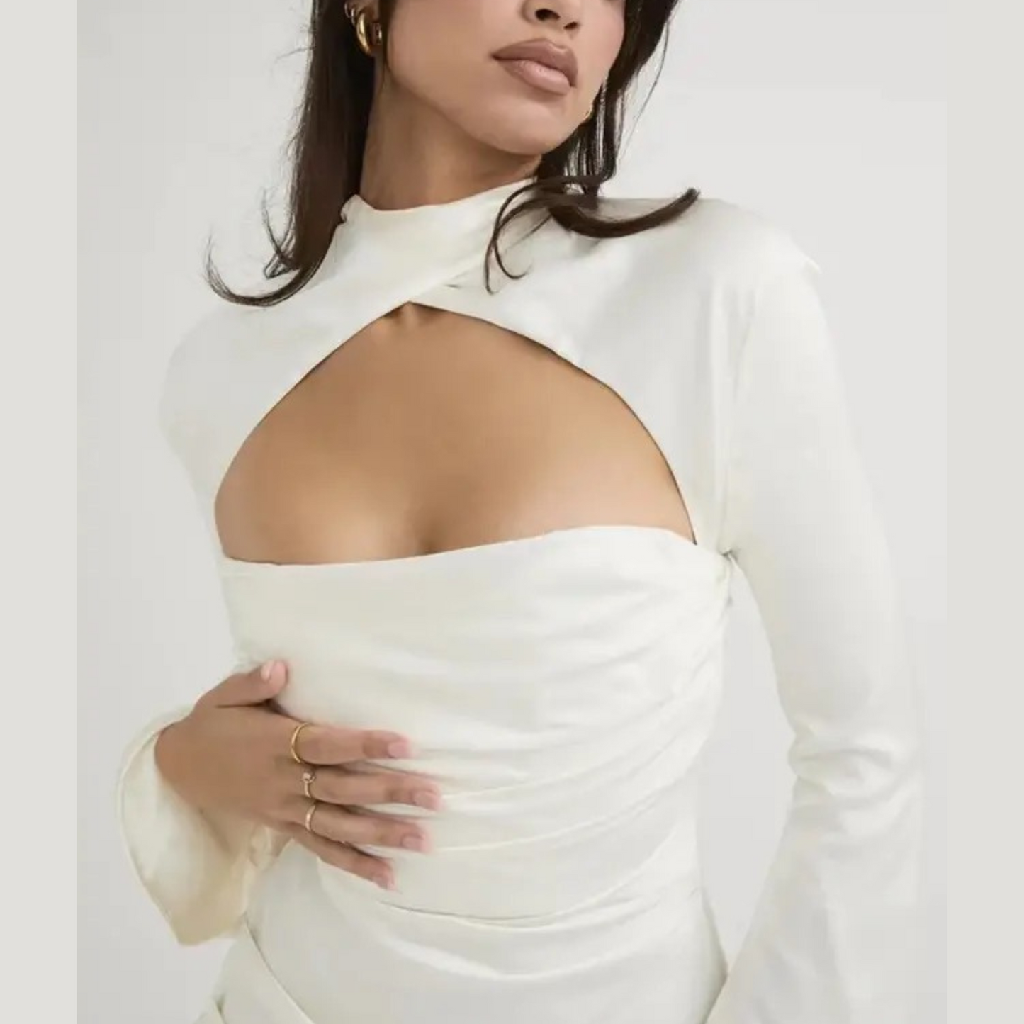 Andrea - White Draped Satin Mini Dress