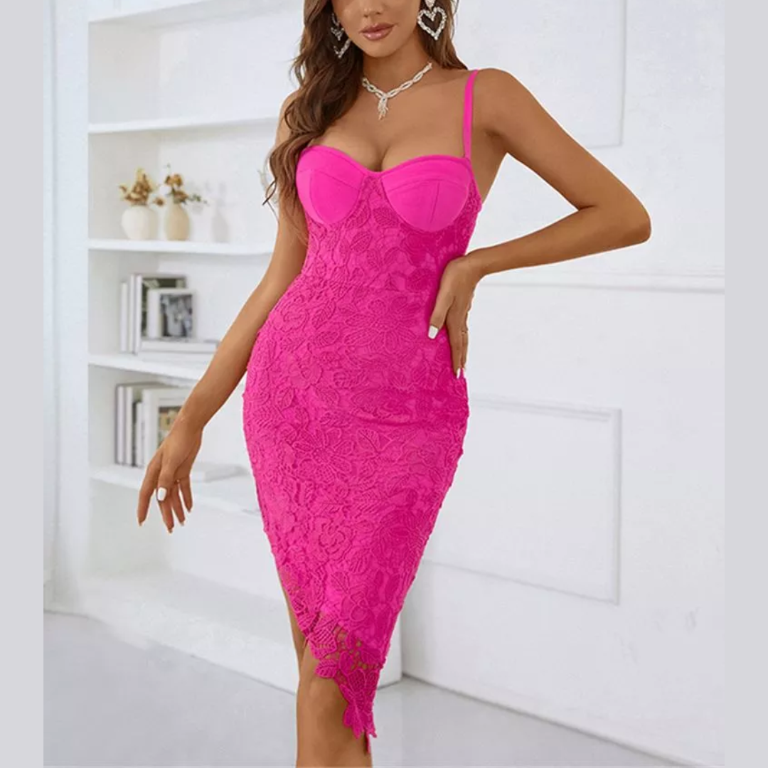 Clara - Pink Lace Bandage Dress - Model Mannequin
