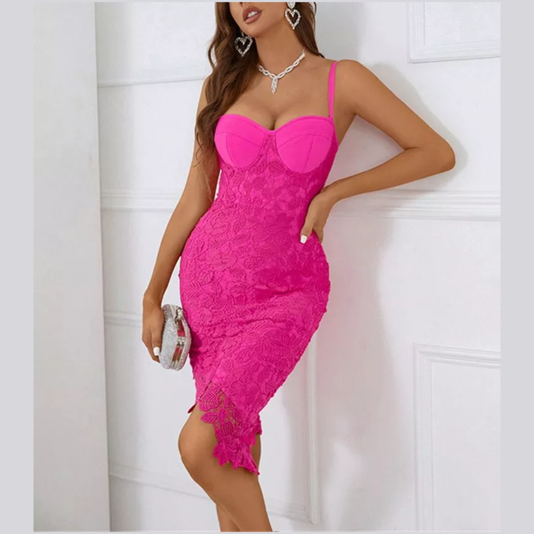 Clara - Pink Lace Bandage Dress - Model Mannequin