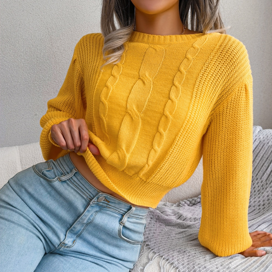 Ryder - Yellow Braided Knit Top - Model Mannequin