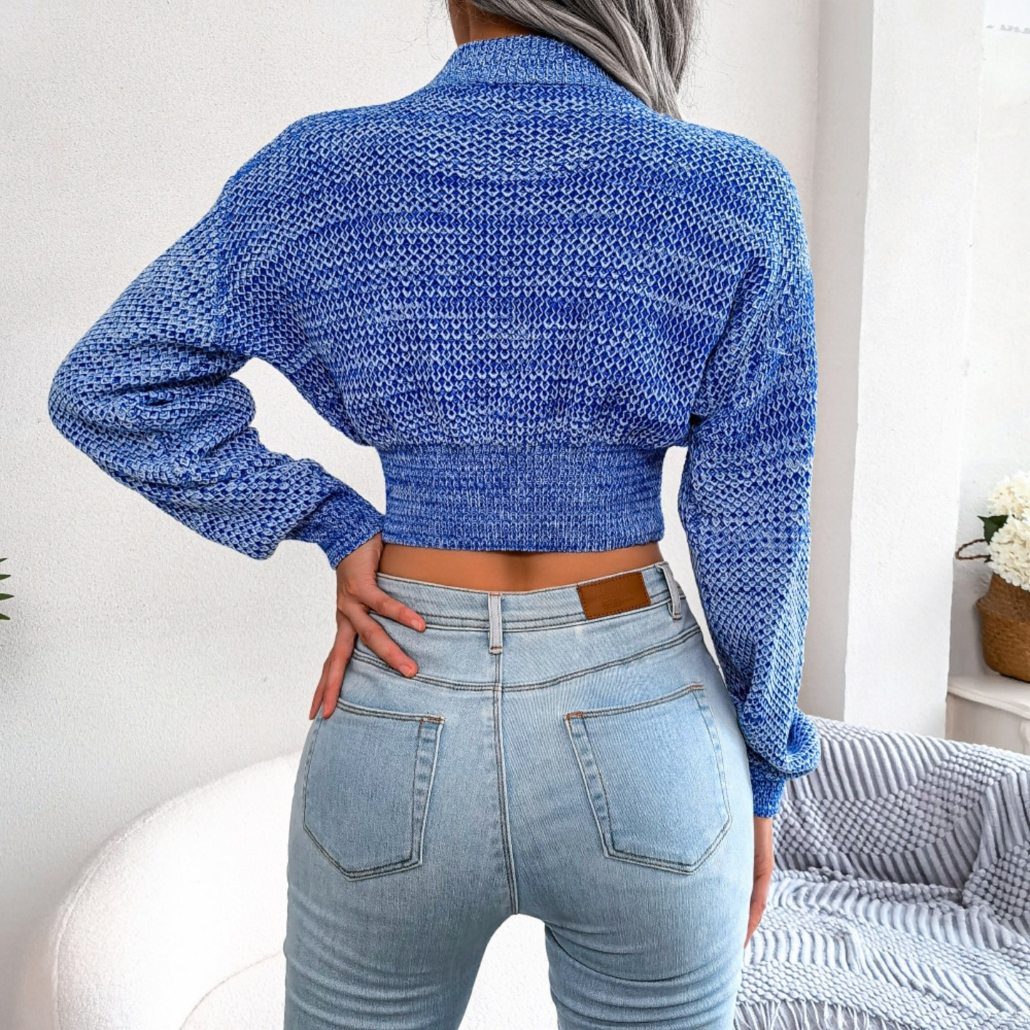 Blue knitted sweater top