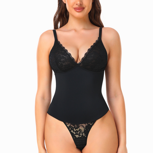 Lace Body Shaper With Lace Open Gusset