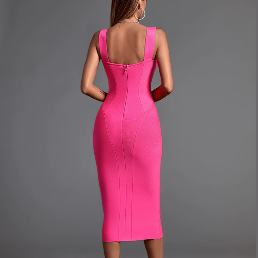 Lori - Pink Midi Bandage Dress - Model Mannequin