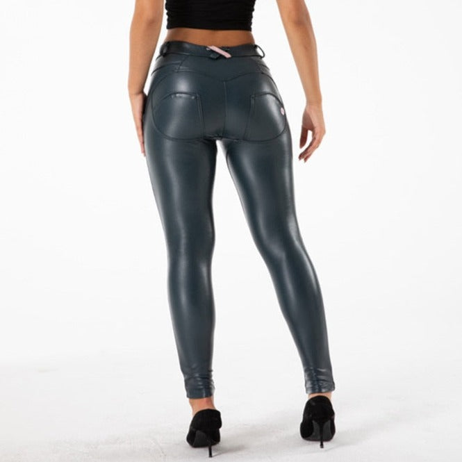 Cheeky Blue Faux Leather Butt Lift Pants - Model Mannequin