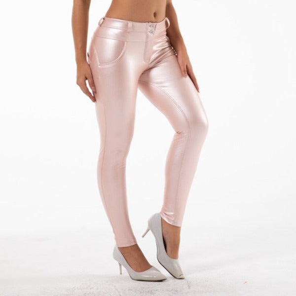 Cheeky Pink PU Butt Lift Pants - Model Mannequin
