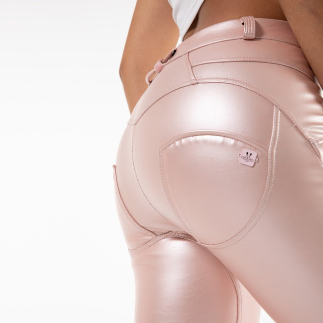 Cheeky Pink PU Butt Lift Pants - Model Mannequin