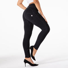 Cheeky Black High Waist Butt Lift Jeggings - Model Mannequin