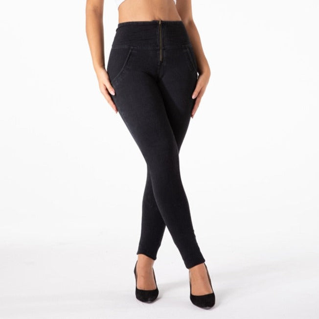 Cheeky Black High Waist Butt Lift Jeggings - Model Mannequin
