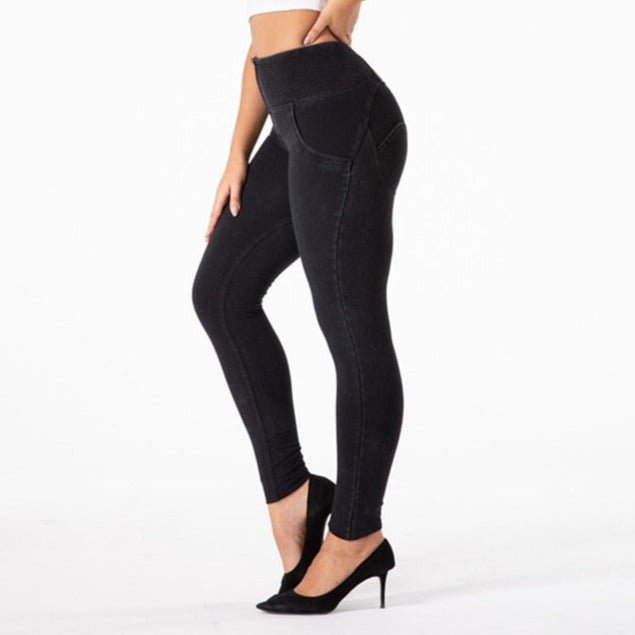 Cheeky Black High Waist Butt Lift Jeggings - Model Mannequin