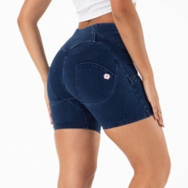 Cheeky Blue High Waist Butt Lift Shorts - Model Mannequin