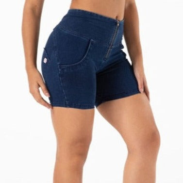 Cheeky Blue High Waist Butt Lift Shorts - Model Mannequin