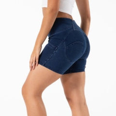 Cheeky Blue High Waist Butt Lift Shorts - Model Mannequin