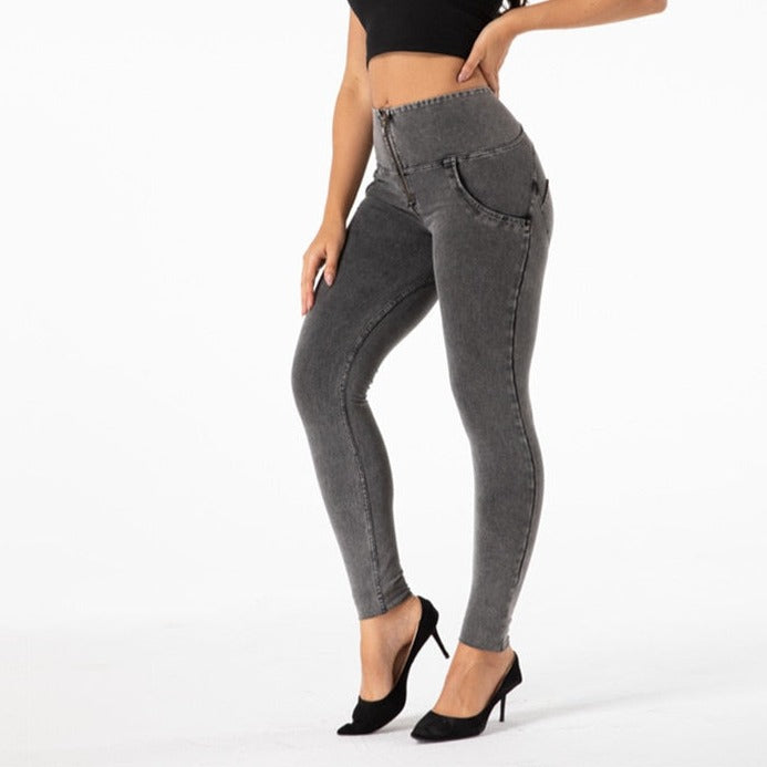 Cheeky Gray High Waist Butt Lift Jeggings - Model Mannequin