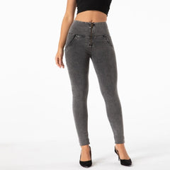 Cheeky Gray High Waist Butt Lift Jeggings - Model Mannequin