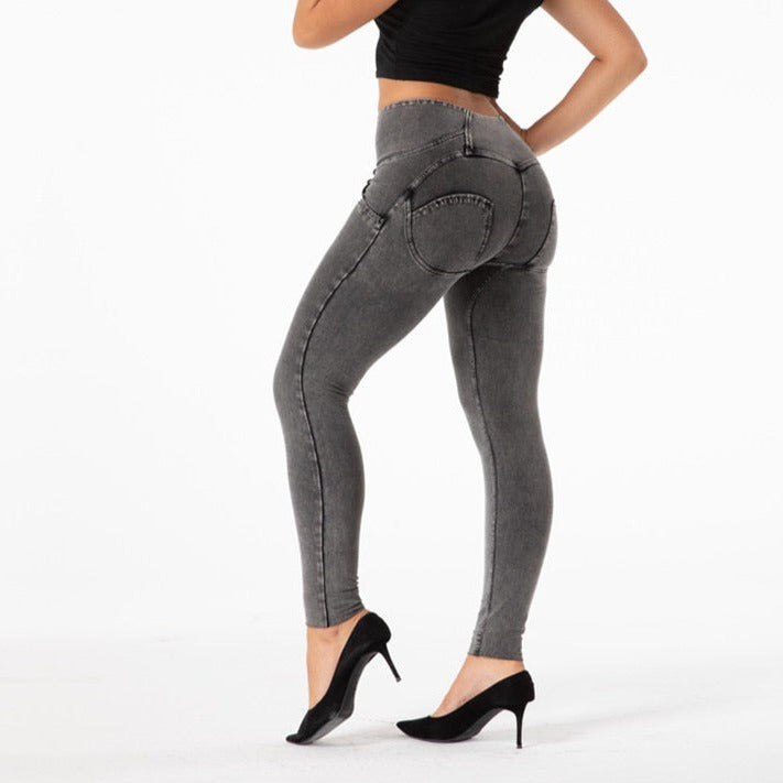 Cheeky Gray High Waist Butt Lift Jeggings - Model Mannequin