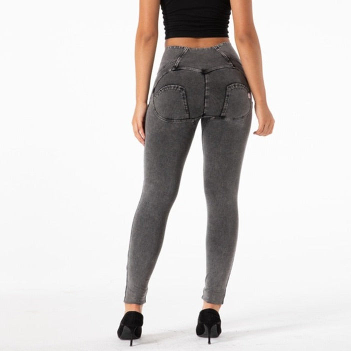 Cheeky Gray High Waist Butt Lift Jeggings - Model Mannequin