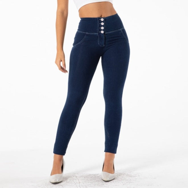 Cheeky Navy Blue jeans High waist Jeggings - Model Mannequin