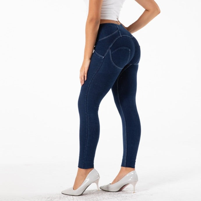 Cheeky Navy Blue jeans High waist Jeggings - Model Mannequin