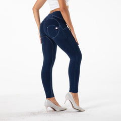 Cheeky Navy Blue jeans High waist Jeggings - Model Mannequin