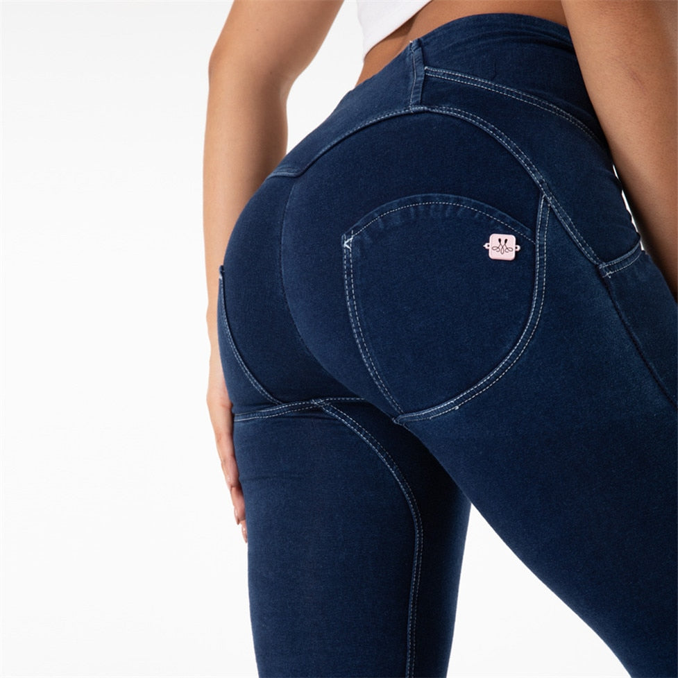 Cheeky Navy Blue jeans High waist Jeggings - Model Mannequin