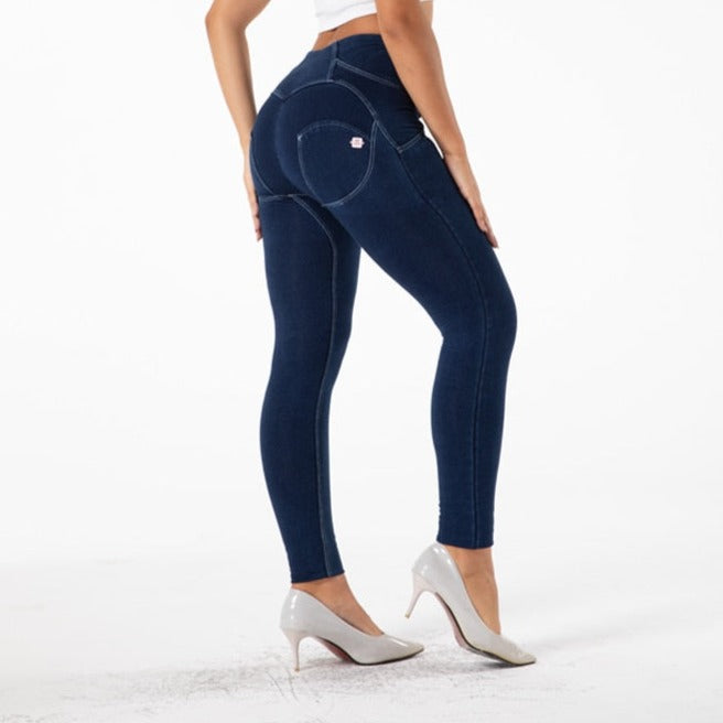 Shascullfites Butt Shaping Jeans High Rise Stretch Women Jeggings with  Buttons 