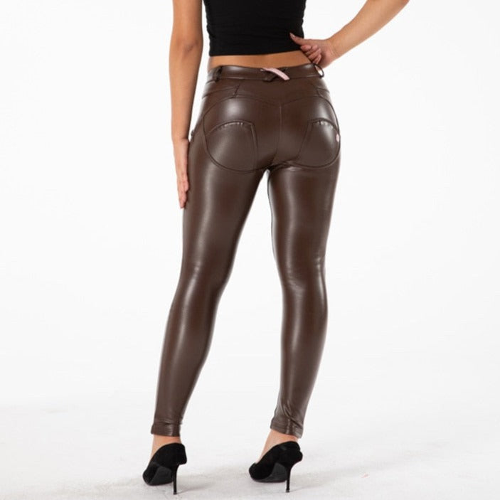 Women High Waist Skinny Faux PU Leather Leggings Pants Butt Lift Trousers -  Walmart.com