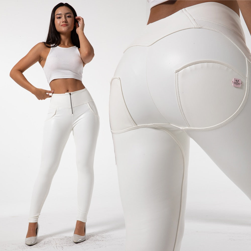 Cheeky White PU Butt Lift Pants - Model Mannequin