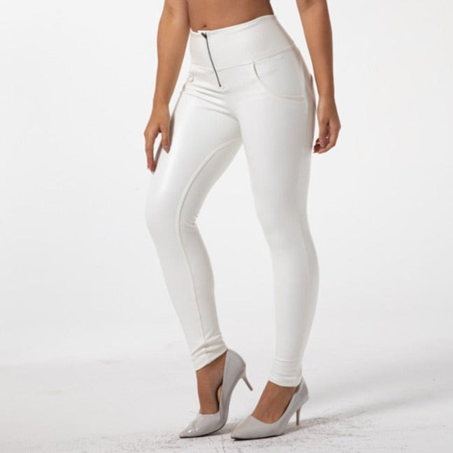 Cheeky White PU Butt Lift Pants - Model Mannequin