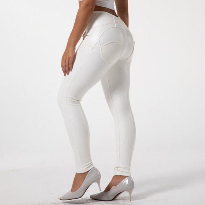 Cheeky White PU Butt Lift Pants - Model Mannequin