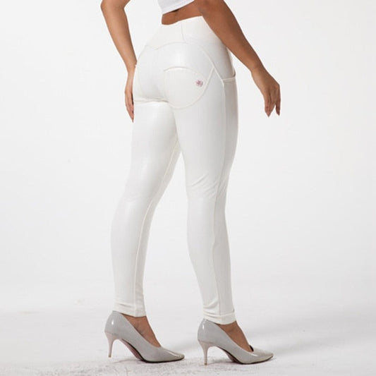 Cheeky White PU Butt Lift Pants - Model Mannequin